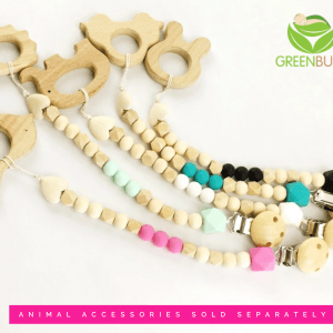 Dummy Chain Wooden Silicone animal Eco friendly