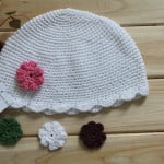 Organic Crochet Girls Flower Beanie Hat 1