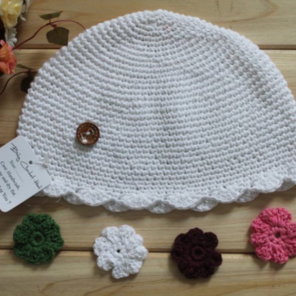 Organic Crochet Girls Flower Beanie Hat 2