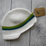 Boys White Crochet Beanie